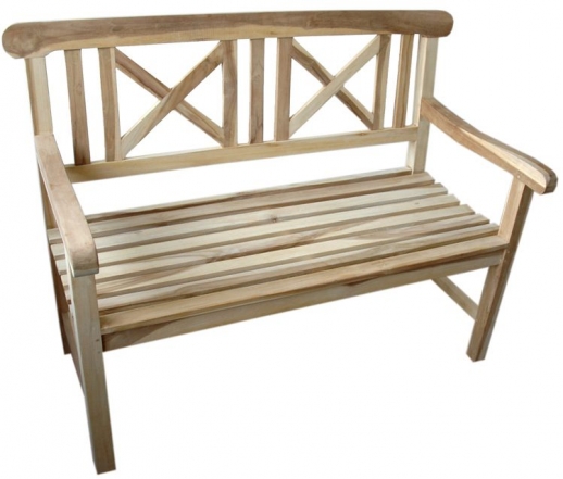 Banco exterior en madera de teka color natural,  le sienta genial a tu jardín